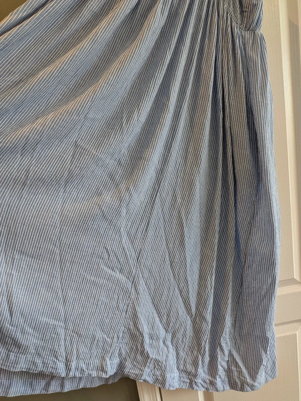 J. Crew Airy Gauze Empire-Waist Midi Dress Stripe Blue White Cotton Size 3X NWT